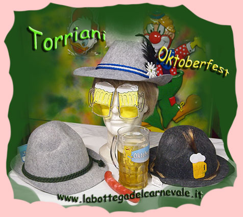 Festa Oktoberfest: cappelli bavaresi/tirolesi, boccali birra finta, wusterl, occhiali birra