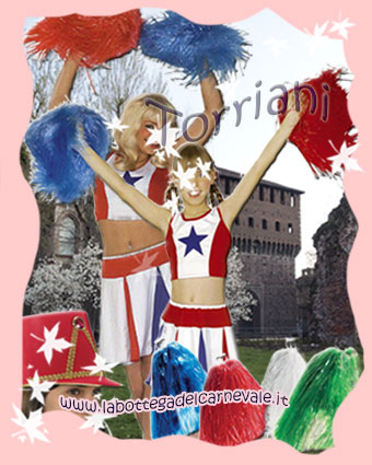 Festa Cheerleader-majorette costume per donna e bambina, pom pon colorati
