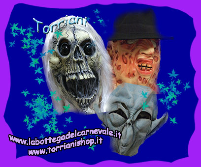Torriani Halloween maschere horror scheletri, mostri, assassini, zombi